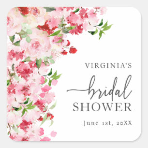 Floral Bridal Shower Square Sticker