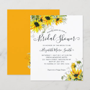 Floral Bridal Shower Sunflower Yellow Invitation