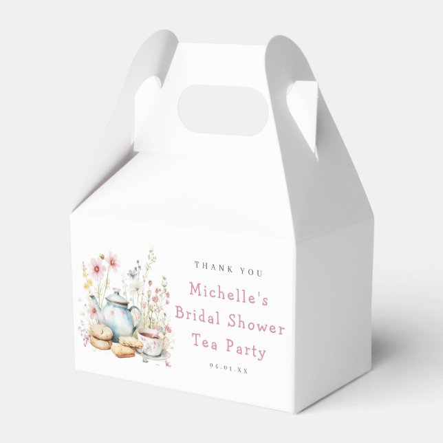 Floral Bridal Shower Tea Party Favor Box (Front Side)