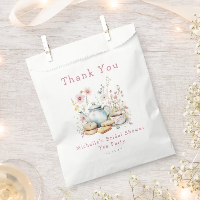 Floral Bridal Shower Tea Party Favour Bag (Clipped)