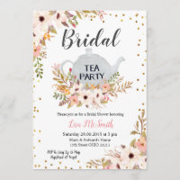 Floral Bridal Shower Tea Party Invitation