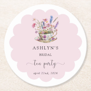 Floral Bridal Shower Tea Party Paper Coasters