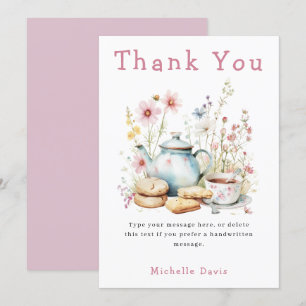 Floral Bridal Shower Tea Party Thank You Card