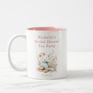 Floral Bridal Shower Tea Party Two-Tone Coffee Mug