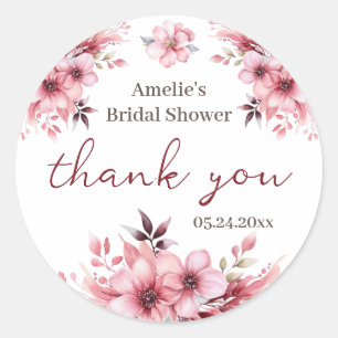 Floral Bridal Shower Thank You Classic Round Sticker