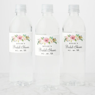 Floral Bridal Shower Water Bottle Label, Custom  Water Bottle Label