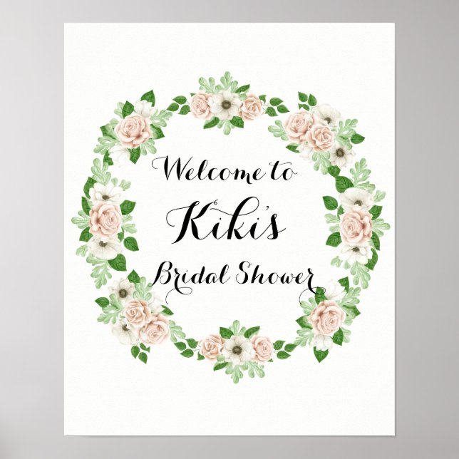 Floral bridal shower welcome sign (Front)