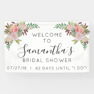 Floral Bridal Shower Welcome Sign Days until I Do