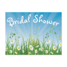 Floral Bridal Shower White Daisy Blue Invitation