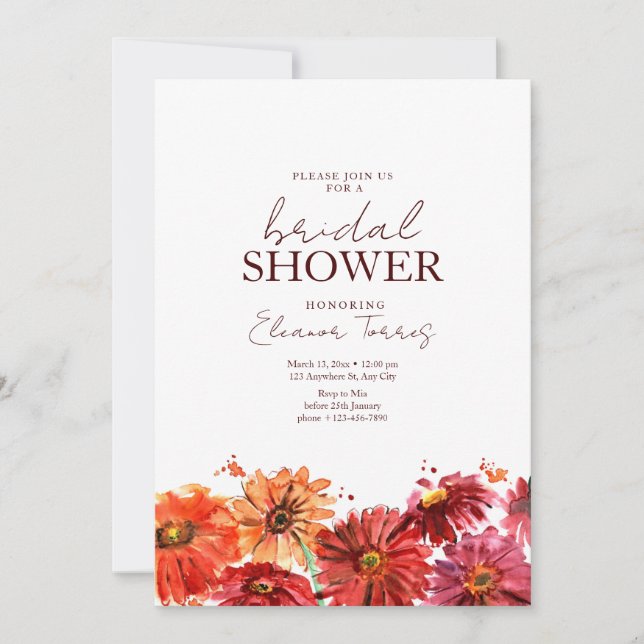 Floral Bridal Shower Wildflowers Boho Bridal Showe Invitation (Front)