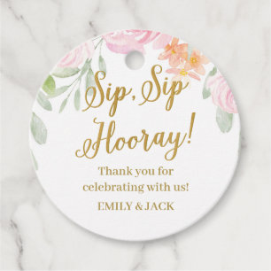 Floral Bridal shower Wine Favour tag, Champagne ta Tags