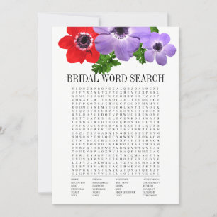 Floral Bridal Shower Word Search Game Card