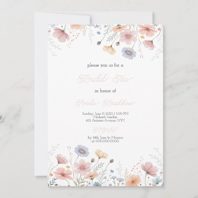 Floral Bridal Tea Invitation Spring Garden Party  (Front)