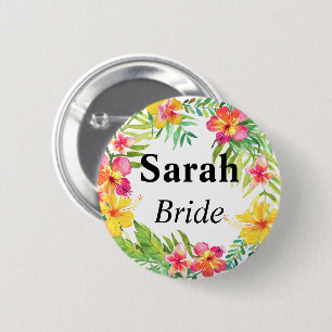 Floral Bride 2 Inch Round Button