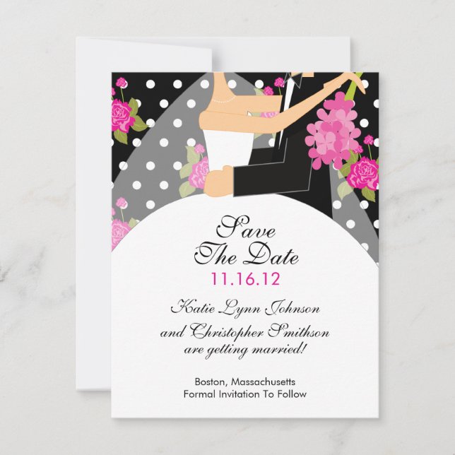 Floral Bride & Groom Save The Date Invitation (Front)