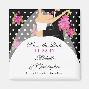 Floral Bride & Groom Save The Date Magnet