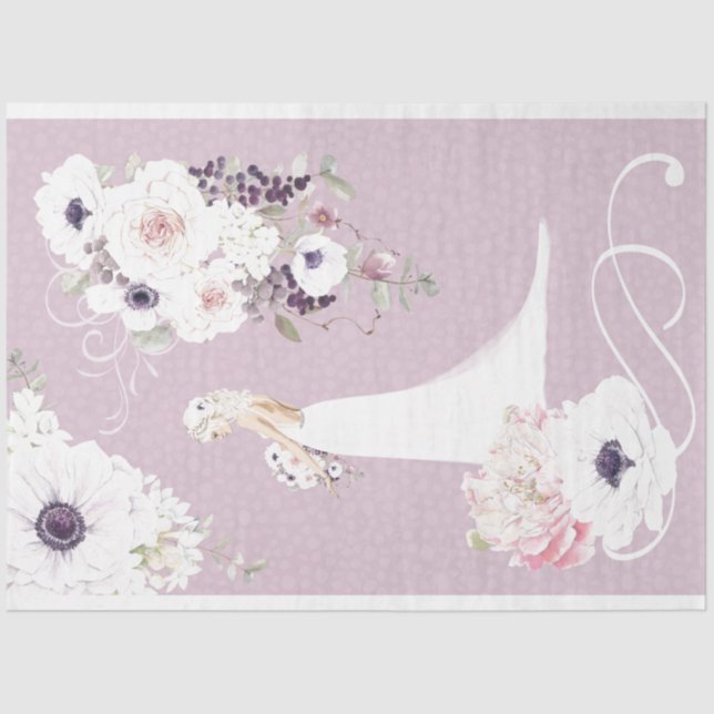 Floral Bride Wedding Tissue Paper (Front)