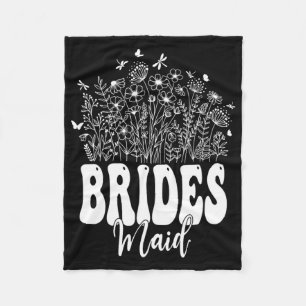 Floral Bridesmaid Bride Bridal Tee Wildflower Grap Fleece Blanket