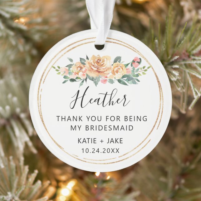 Floral Bridesmaid Christmas Gift | Bridesmaid Ornament (Tree)