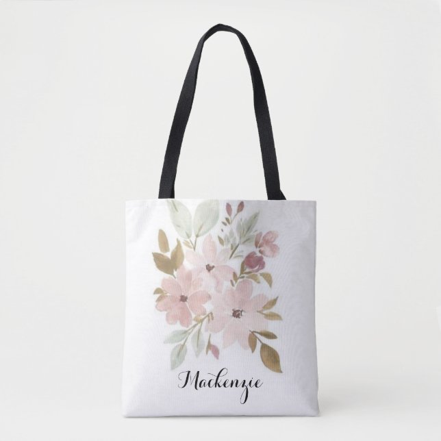 Floral Bridesmaid Gift Personalized Tote Bag (Front)