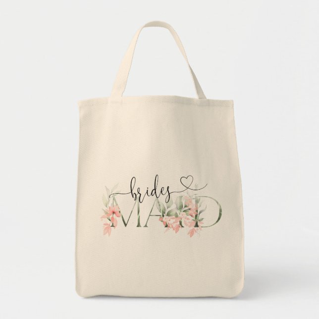 Floral Bridesmaid Gift Tote Bag Bridal Shower Gift (Front)