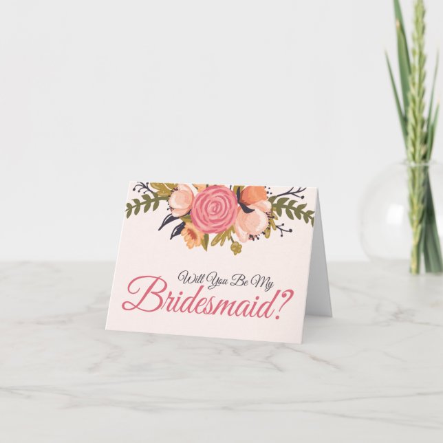 Floral Bridesmaid Request Card (Front)