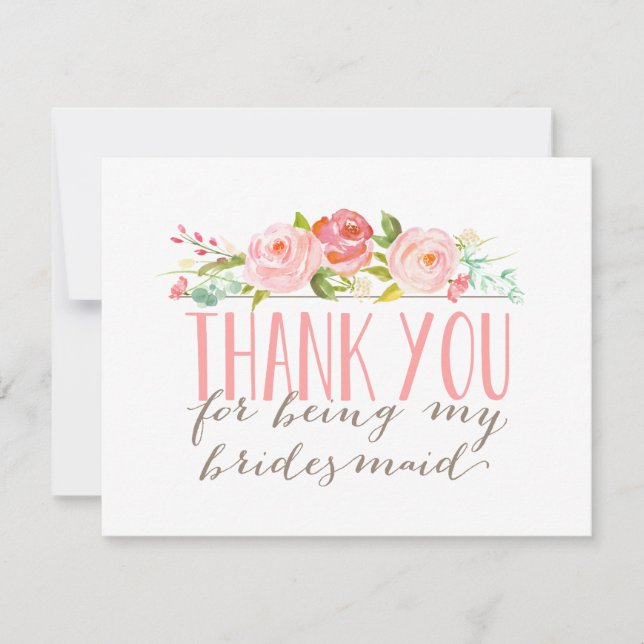 Floral Bridesmaid Thank You Card (Front)