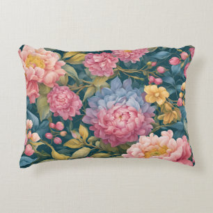 Floral Bright Colourful Flowers Accent Pillow