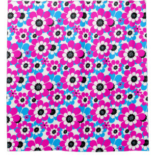 Floral bright neon pattern bright crimson and blue