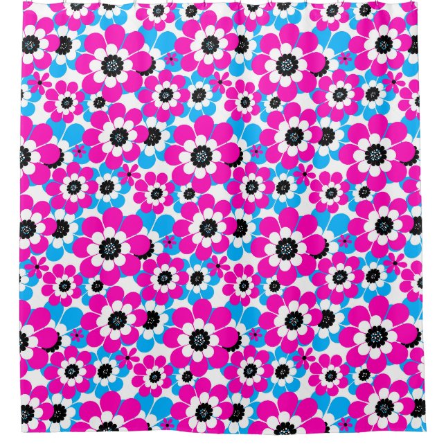 Floral bright neon pattern bright crimson and blue (Front)