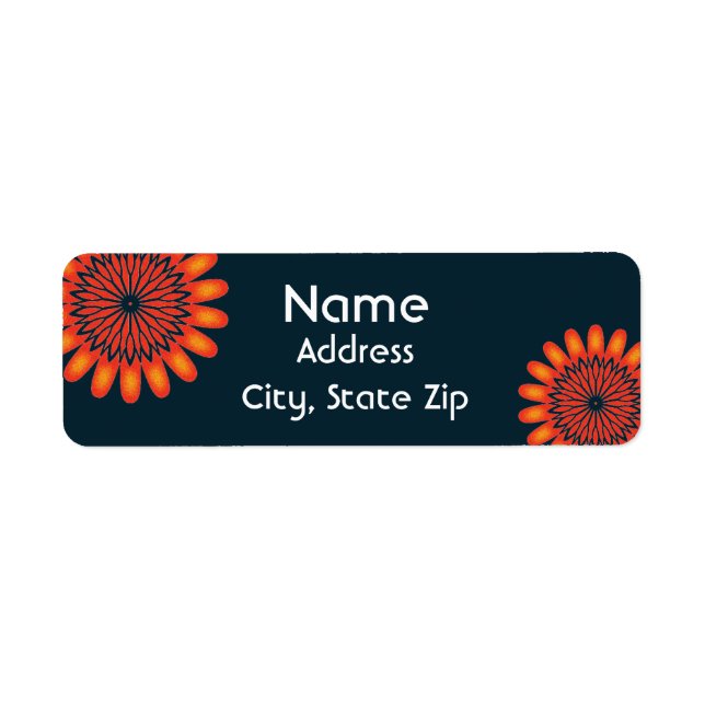Floral Bright Orange Navy Blue Motif Flower (Devant)