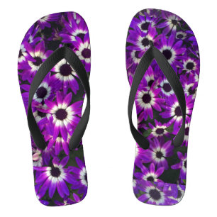 Floral Bright Purple Landscape Bloom Photo Flower Flip Flops