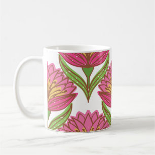 Floral Brightness: Red White Vintage. Coffee Mug