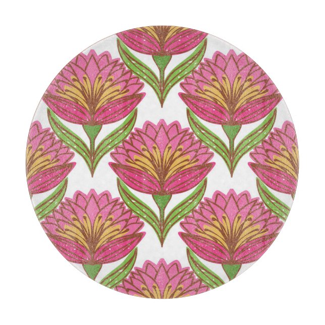 Floral Brightness: Red White Vintage. Cutting Board (Front)