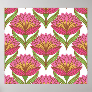 Floral Brightness: Red White Vintage. Poster