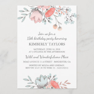 Floral Brithday Party Vintage Invitation