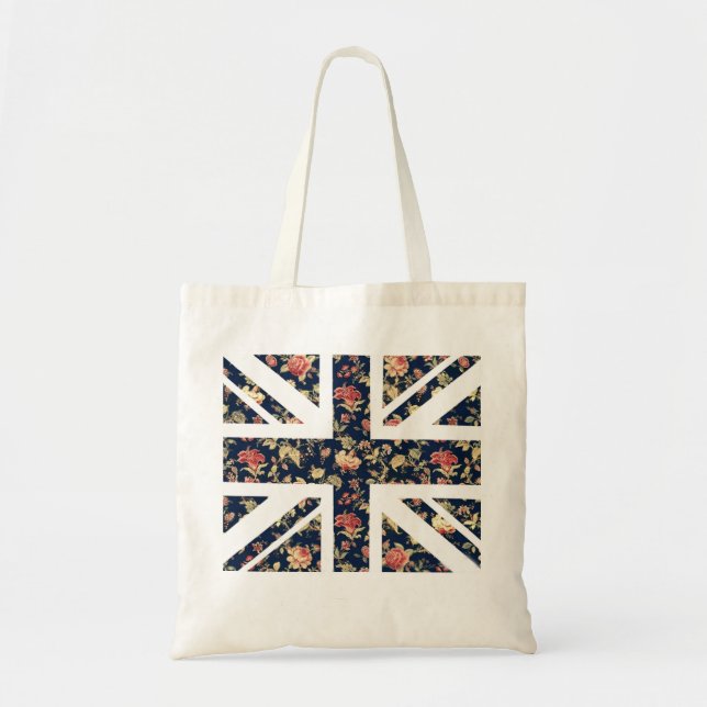 Floral British Flag Tote Bag (Front)