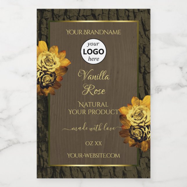 Floral Brown Arbre Grain Produit Logo Étiquette (Étiquettes simples)