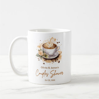 Floral Brown Coffee Themed Wedding Couples Shower Mug