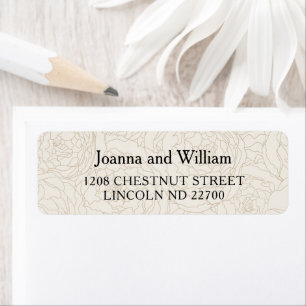 Floral brown elegant wedding return address labels