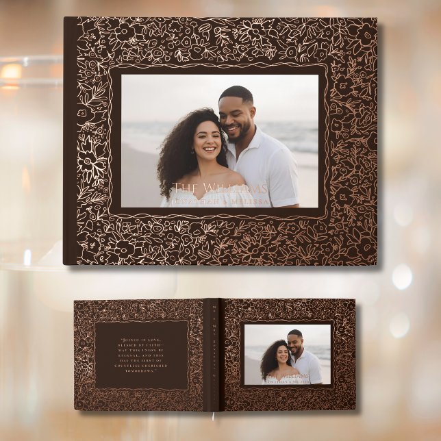 Floral Brown Foil Mariage Livre d'invité Photo Moo (Créateur téléchargé)