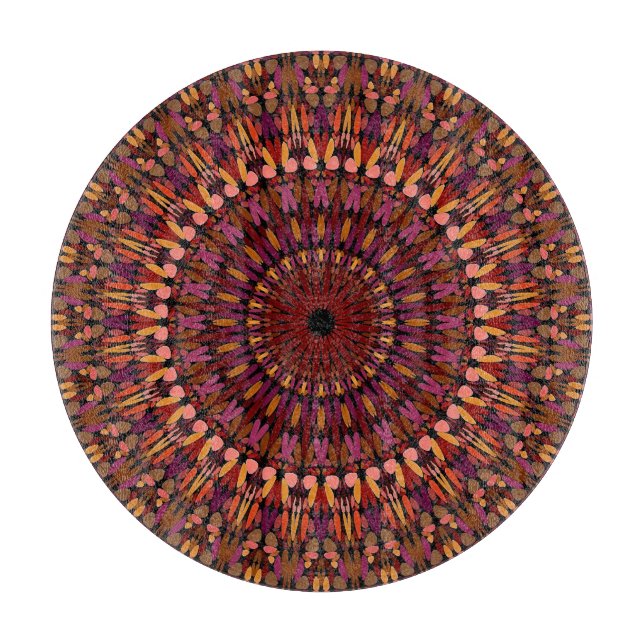 Floral Brown Mandala Design-48566 Cutting Board (Front)