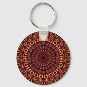 Floral Brown Mandala Design-48566 Keychain