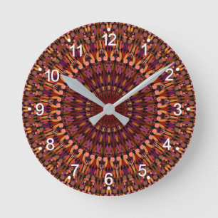 Floral Brown Mandala Design-48566 Round Clock