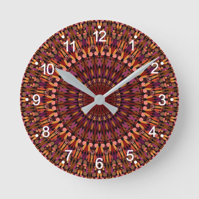 Floral Brown Mandala Design-48566 Round Clock (Front)