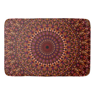 Floral Brown Mandala Design Bath Mat