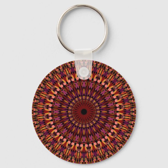 Floral Brown Mandala Design Keychain (Front)