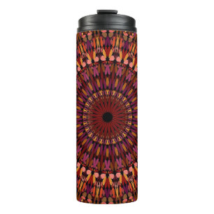 Floral Brown Mandala Design Thermal Tumbler