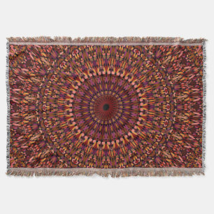Floral Brown Mandala Design Throw Blanket