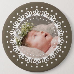 Floral brown round personalized classic 6 inch round button